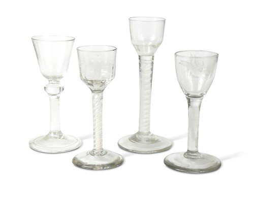 Lot 241 - Two 18th century air-twist wine glasses