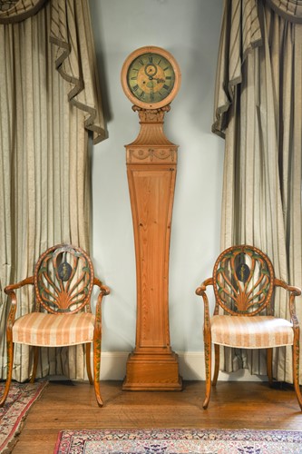Lot 392 - A waisted pine longcase clock in the neoclassical style