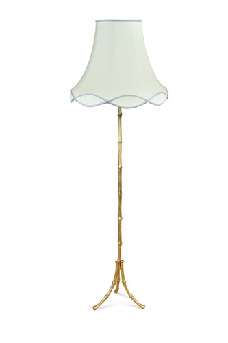 Lot 394 - A gilt metal bamboo effect standard lamp and coffee table