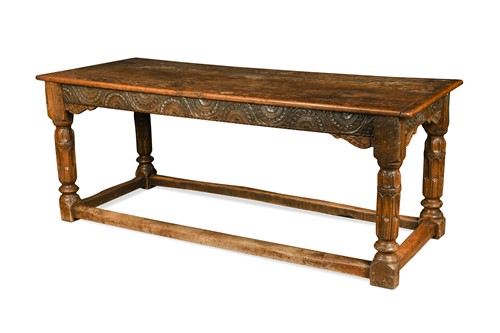 Lot 212 - An oak refectory table, late 17th century and later