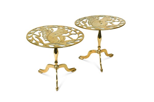 Lot 194 - A pair of brass pedestal trivets, 19th century