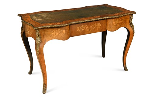 Lot 305 - A mid-Victorian walnut marquetry writing table
