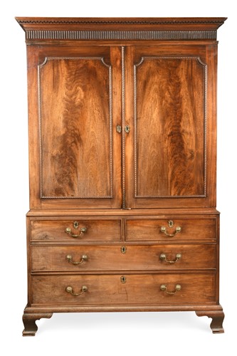 Lot 346 - An early George III mahogany linen press