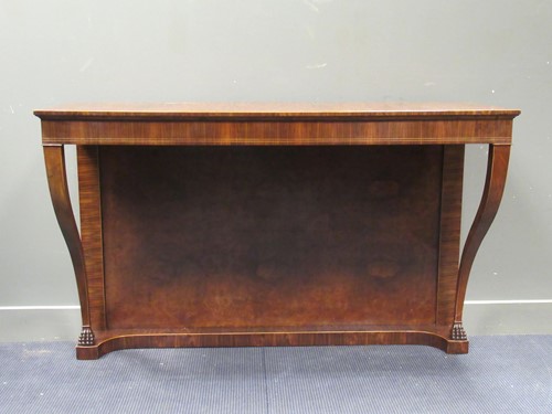 Lot 435 - A Georgian style walnut consul table on lion...