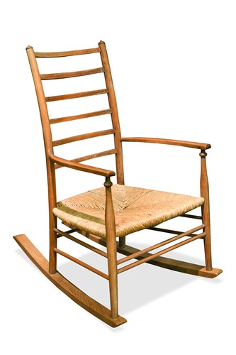 Lot 211 - A Cotswold School ask ladder-back rocking chair