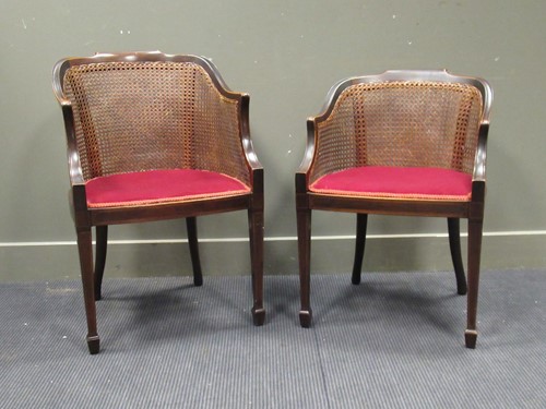 Lot 494 - A near pair of Edwardian crossbanded mahogany...