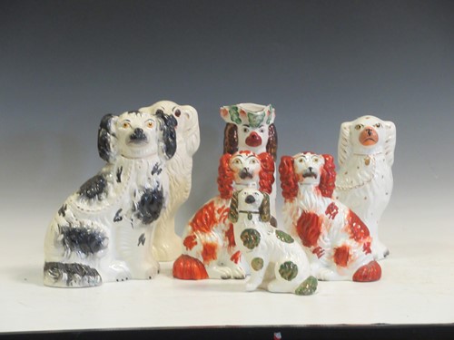 Lot 16 - Three pairs of 19th century Staffordshire...