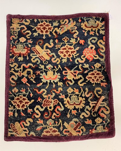 Lot 354 - A Tibetan Gomden pillow rug, late 19th century