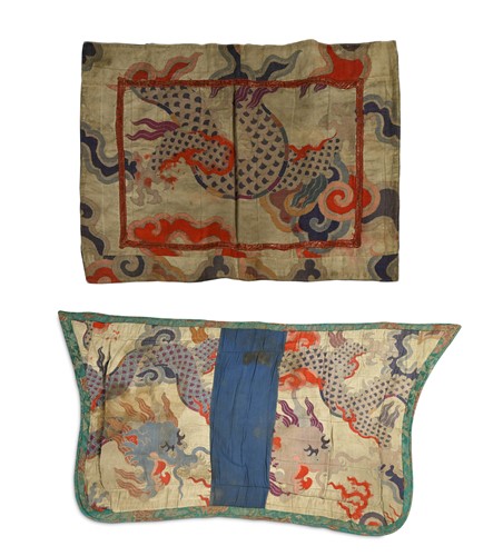 Lot 342 - A Tibetan High Lama saddle rug set