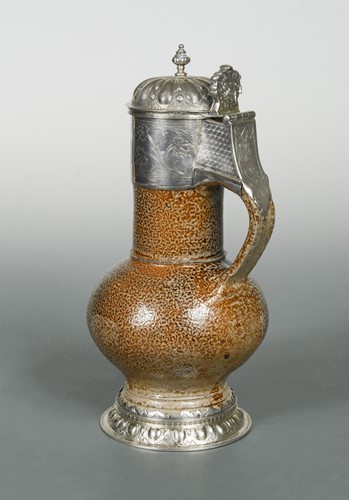 Lot 360 - A salt-glazed Rhenish ‘Tigerware’ jug