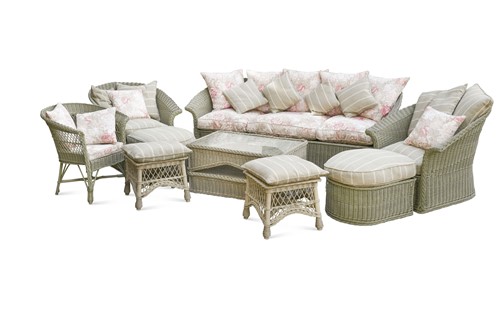 Lot 512 - A suite of English willow conservatory furniture by Marston & Langinger, modern