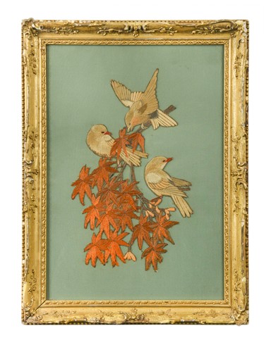Lot 483 - An Oriental silk picture, late 19th century