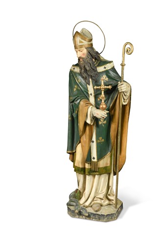 Lot 229 - A carved and polychrome model of St Patrick