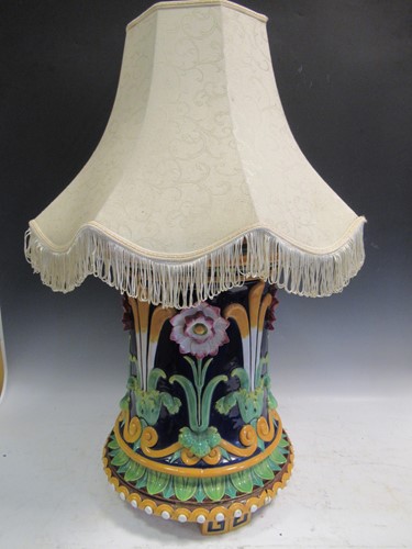 Lot 110 - Minton majolica jardiniere stand converted to...