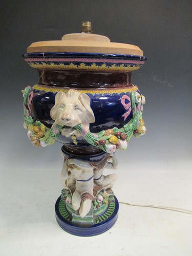 Lot 109 - A large Minton majolica vase, moulded with...