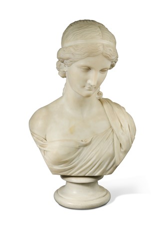 Lot 251 - Robert Physick, (English circa 1816-1882), a carved marble bust of Clyte, 1875