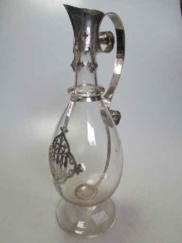 Lot 221 - A Victorian silver and glass communion flagon