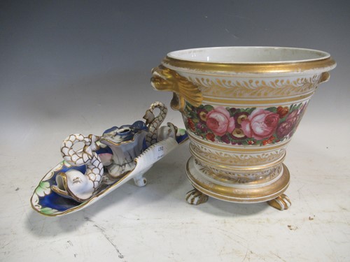 Lot 66 - A 19th century floral painted porcelain flower...