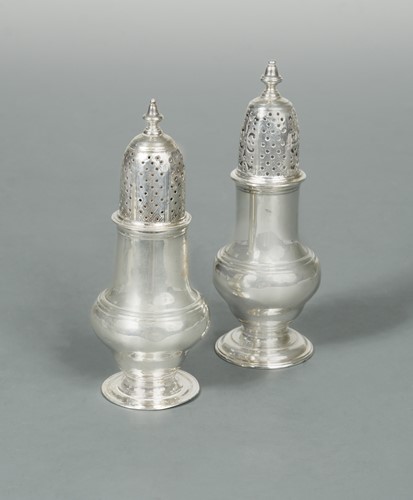 Lot 371 - Two George II silver spice casters