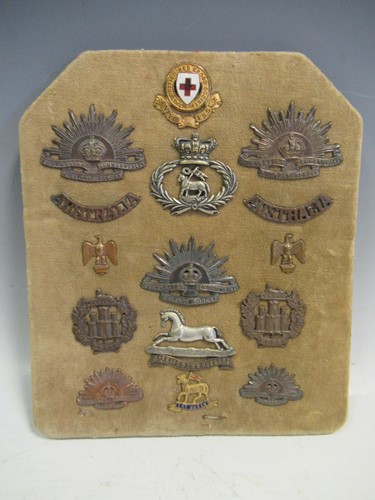 Lot 149 - A group of 15 mainly military badges mounted...