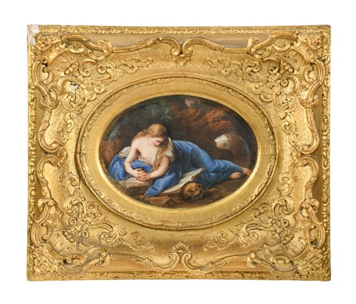 Lot 434 - A KPM oval porcelain plaque