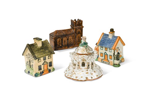 Lot 187 - A Prattware cottage money box, circa 1820