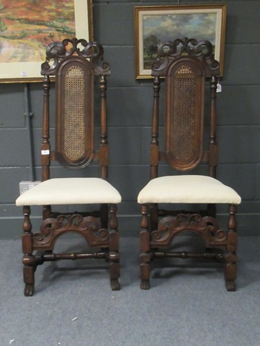 Lot 442 - A pair of 17th century walnut side chairs