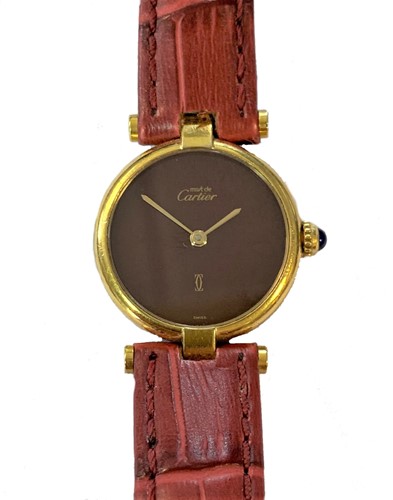 Lot 236 - Cartier - A vermeil 'Must de Cartier Vendôme' wristwatch