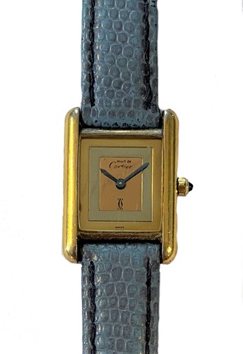 Lot 234 - Cartier - A vermeil 'Must de Cartier Tank' wristwatch