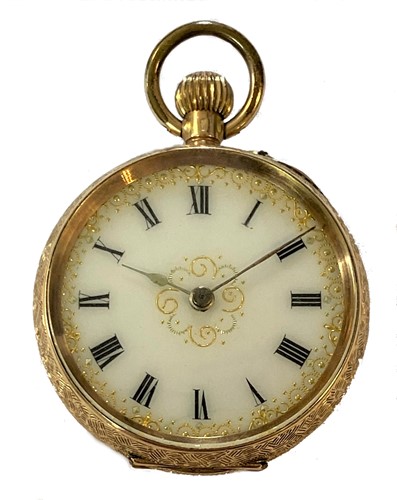 Lot 220 - Unsigned - A Swiss 14ct gold open-faced pocket watch