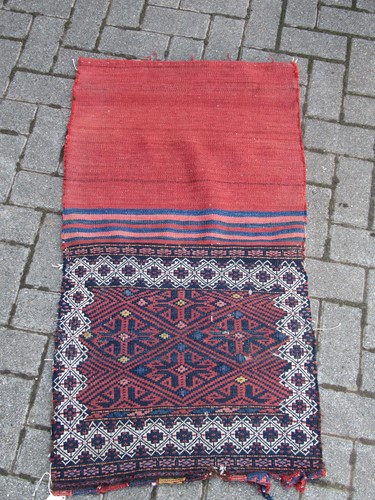 Lot 590 - A Kurdish soumak saddle bag rug , circa 1930,...