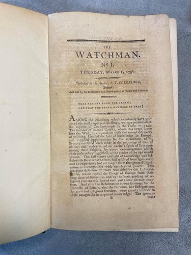 Lot 162 - COLERIDGE (Samuel Taylor) The Watchman....