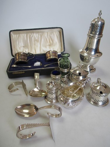 Lot 217 - A collection of silver condiments, together...