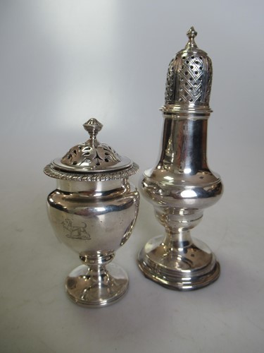 Lot 221 - Two 18th century silver spice casters, 4.7ozt...