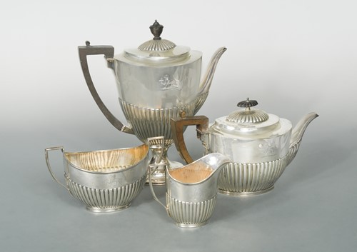 Lot 407 - A Victorian silver harlequin four-piece tea and coffee set