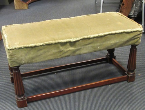 Lot 432 - A rectangular mahogany footstool, with green...