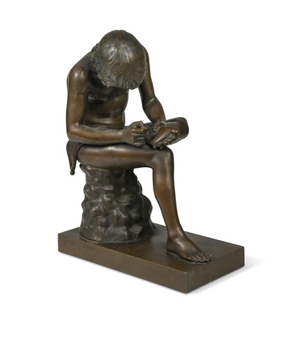 Lot 385 - A French patinated bronze model of the Spinario, after the Antique, 19th century