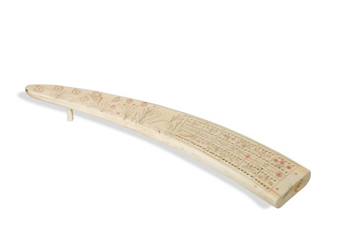 Lot 455 - An Inuit walrus tusk cribbage board by H. F. Bland, 1934