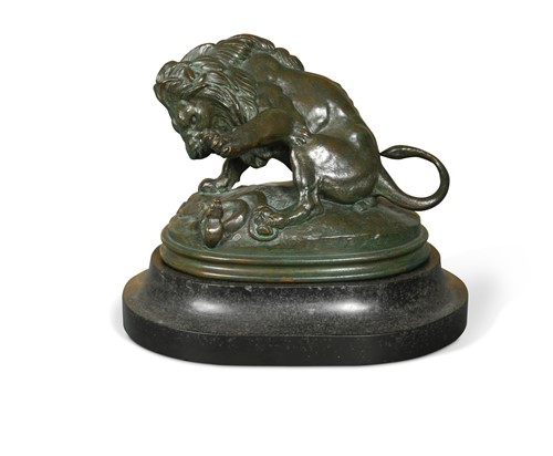 Lot 331 - Antoine-Louis Barye (French, 1796–1875), Lion au Serpent No. 3