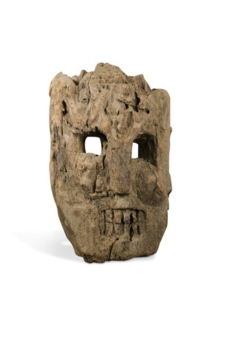 Lot 258 - A carved wood protective deity mask, Humla District, North Western Nepal, 18th/19th century or earlier