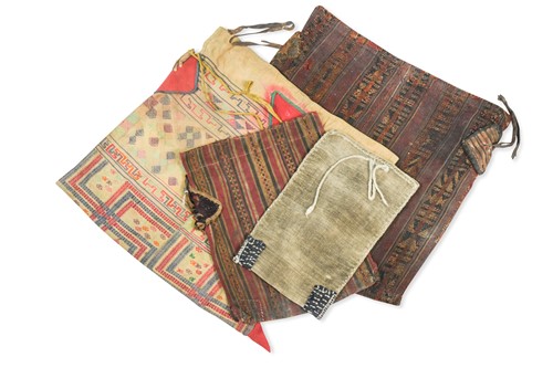 Lot 192 - A group of three Pechu and one Tsampa bag, Bhutan