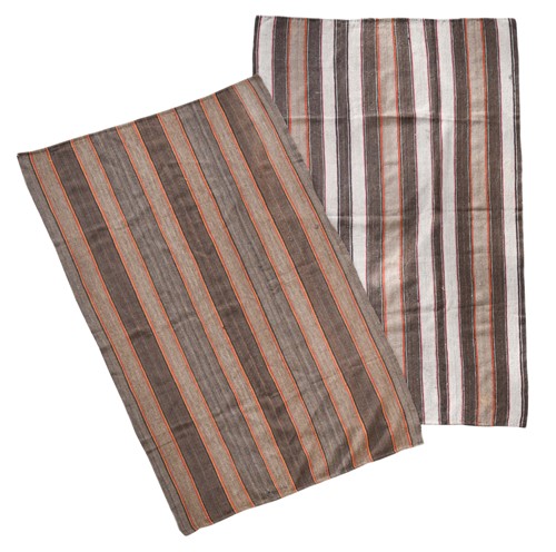 Lot 232 - Two yak wool striped blankets, Tarap Valley, Upper Dolpo Region, North Central Nepal, early 20th century