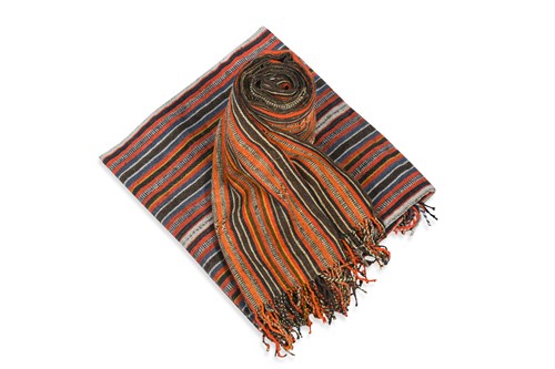 Lot 228 - Two similar yak wool striped shawls/blankets, Southern Tibet, mid 20th century