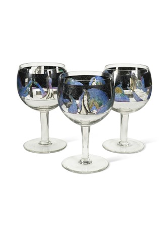 Lot 9 - Three Vetri della Arte (Vedar) glass wine goblets