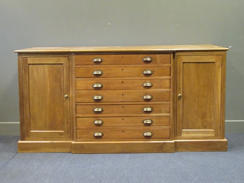 Lot 536 - A 20th century blonde oak breakfront plan/ map...
