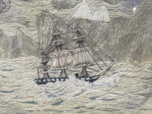 Lot 397 - A maple-framed 19th century sailor's woolwork...