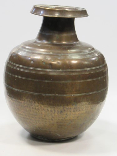 Lot 57 - A large bronze bulbous vase, probably 19th...