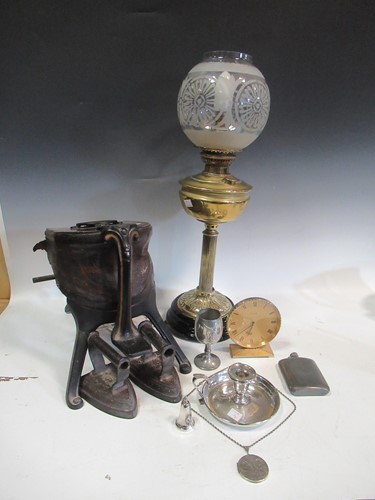 Lot 107 - A converted brass oil lamp, late Victorian...