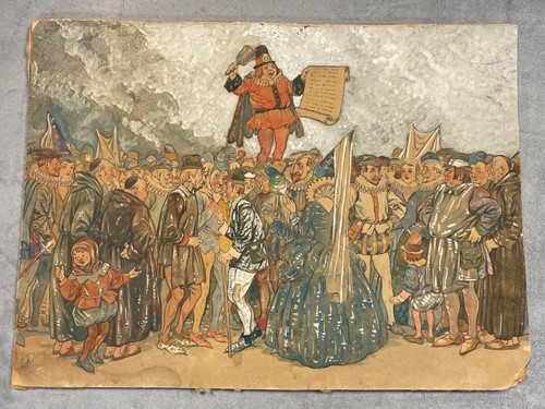 Lot 79 - Attributed to Walter Crane, Town crier with...