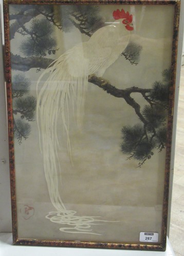 Lot 287 - 18th century watercolour of a white cockerel...